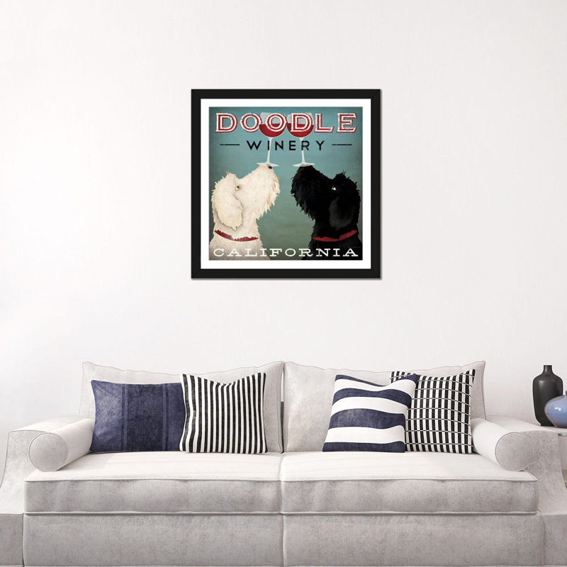 Doodle winery, impression sur toile tendue, H 12 po x l 12 po x P 0,75 po, Toile tendue, Pas de tapis