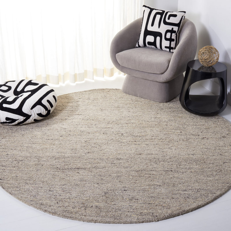Jaycee Hand Tufted Wool/Cotton & Other Fiber Solid Color Rug in Ivory, Round 7'
