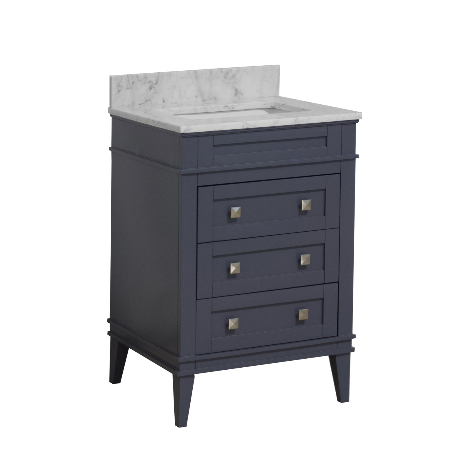 Frankfurt 24'' Single Bathroom Vanity, Marine Gray, Carrara Marble