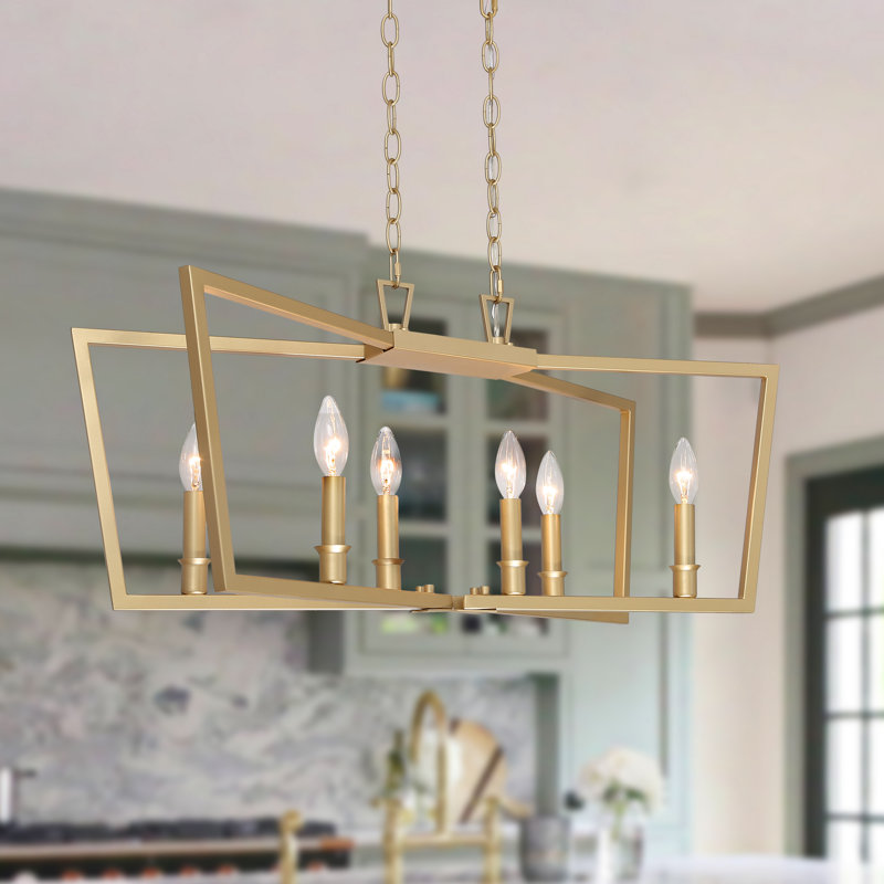Lustre géométrique à 6 lumières pour îlot de cuisine Stenberg