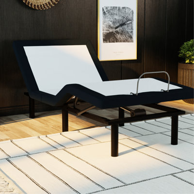 Lit simple en métal avec base réglable TG, gris, zéro et télécommande sans fil