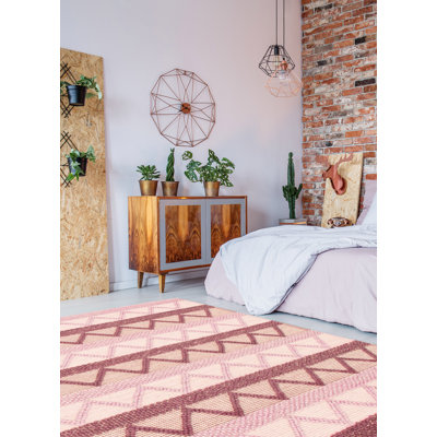 Tapis mauve en laine tressé à la main Southwestern