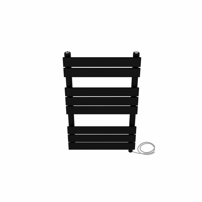 Aquala Flat Panel Towel Rail Heated Towel Rails, Black, 80cm H x 45cm W x 6.2cm D