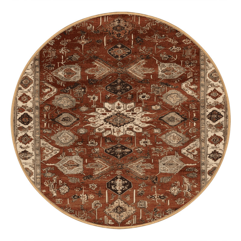 Tapis brun lavable à la machine, Rond 5 pi