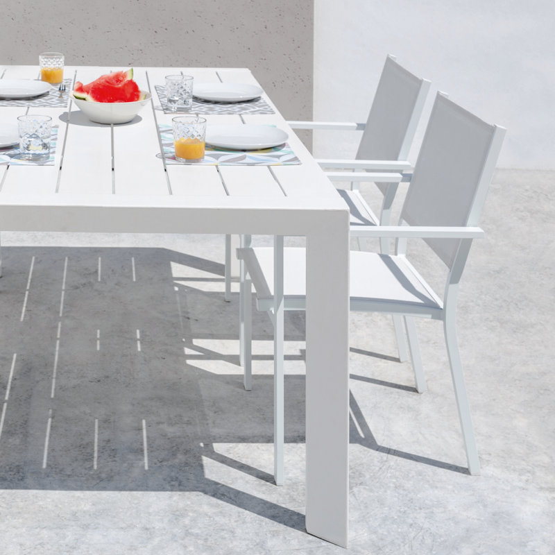 Zuckerman Stacking Patio Dining Armchair with Cushion, White