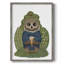Latte Owl dans un chandail, reproduction encadrée - bois massif