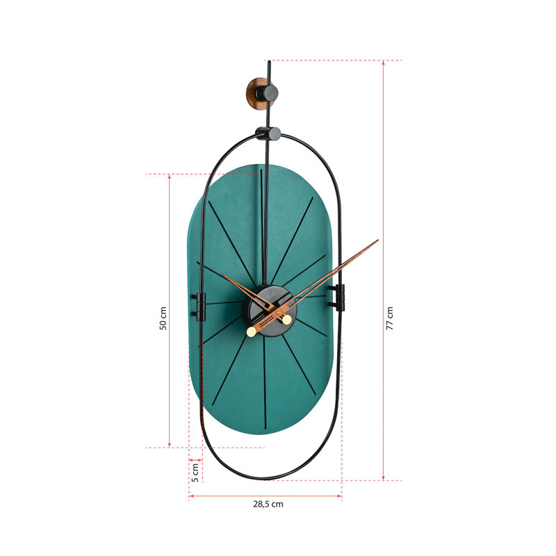 Amarmula Metal Wall Clock, Black/Teal/Gold