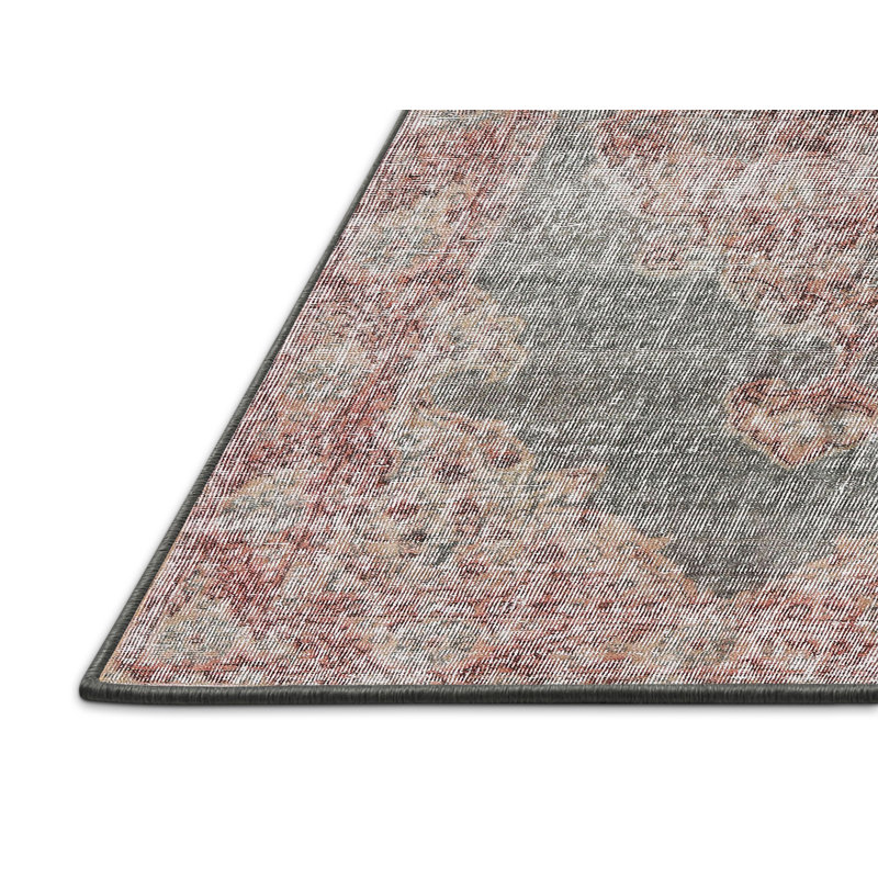 Tapis traditionnel rouge / vert mer, Rectangle 5 pi x 7 pi