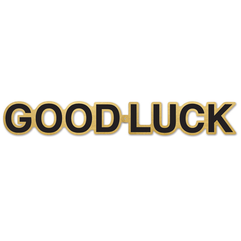 Foil Good Luck Streamer - 5" x 35" - Pack of 12, Gold/Black