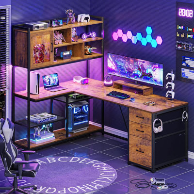 Bureau d'ordinateur en L avec huche 58,3 po Barbarino