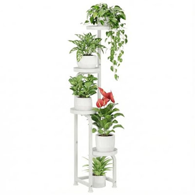 Corner Plant Stand For Multiple Pots-Maximize Your Indoor & Outdoor Plant Space-Matte White