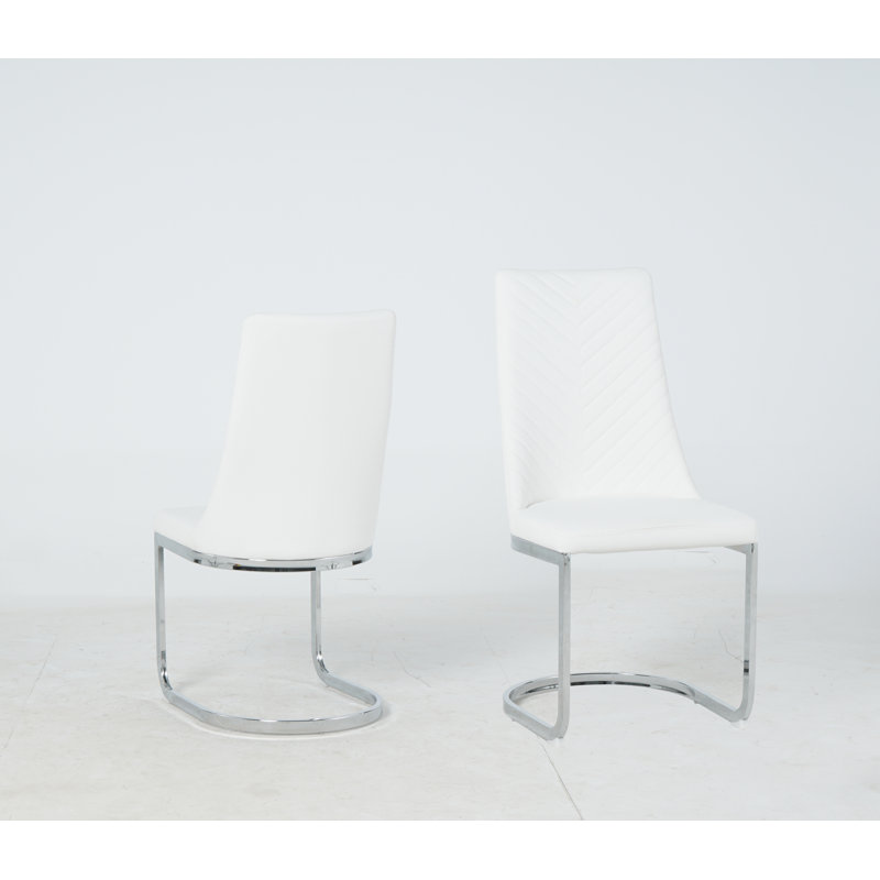 Upholstered Cantilever Chair in White, White