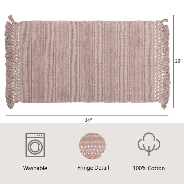 French Connection Rectangular 100% Cotton Solid Bath Rug Size: 20 H x 56 W x 0.25 D, Color: Dark Gray