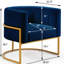 Chaise d'appoint Classy en velours bleu marine avec fabrication en métal fiable-118281620-118281621