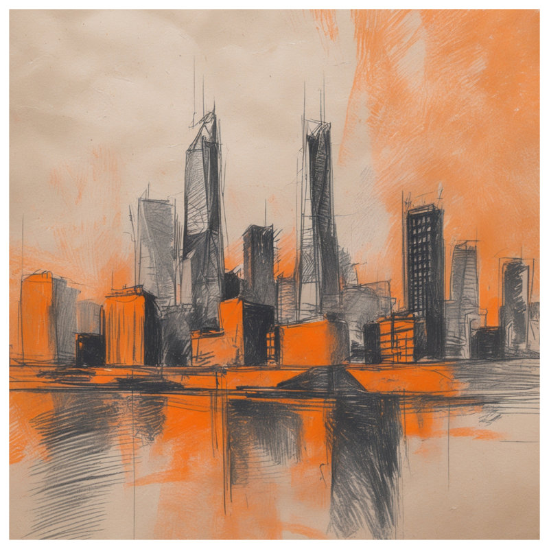 Rideaux de douche Orange City Skyline, 70 po L x 93 po H