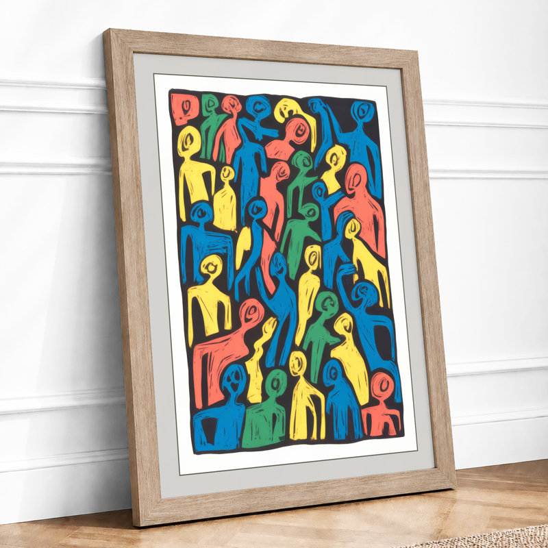 Crowded Collective Expressionism - Framed Print, Oak, A4 - 29.7 x 21.0 cm