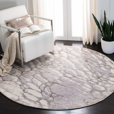 Tapis gris en laine / viscose touffeté à la main Layshia