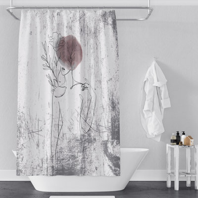 White Abstract Floral Shower Curtain