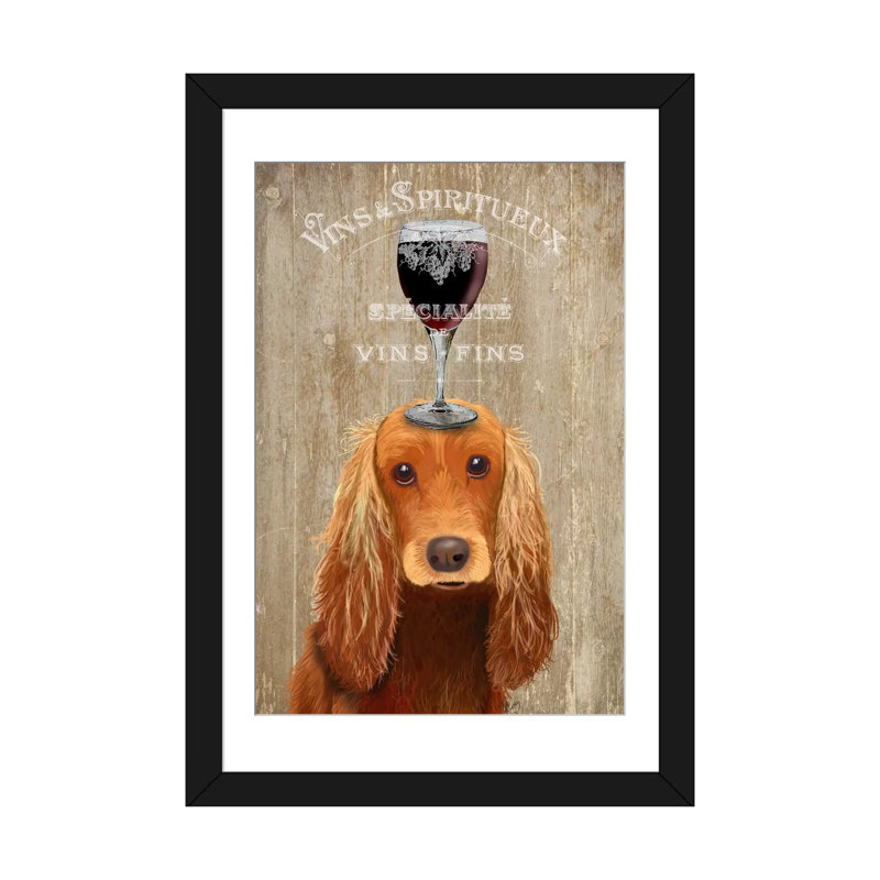 « dog au vin et robinet épagneul », reproduction d’impression sur toile tendue Fab Funky, H 24 po x l 16 po x P 1 po, Blanc