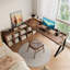 Bureau en fer massif en forme de L brun noyer + noir-1311164434