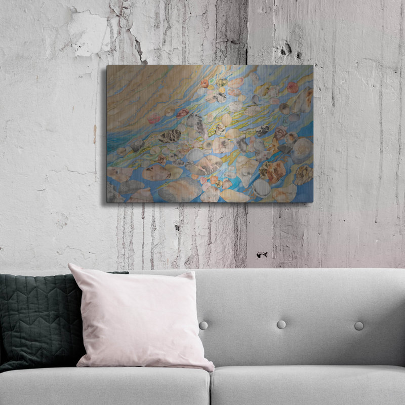 «Rhythms Of Ebb and Flow, Molos Beach Right Panel» par Sharon Pitts, art mural en métal, H 24 po x l 36 po