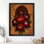 Art mural rétro noir avec pivoine globe oculaire, impressions de style rétro