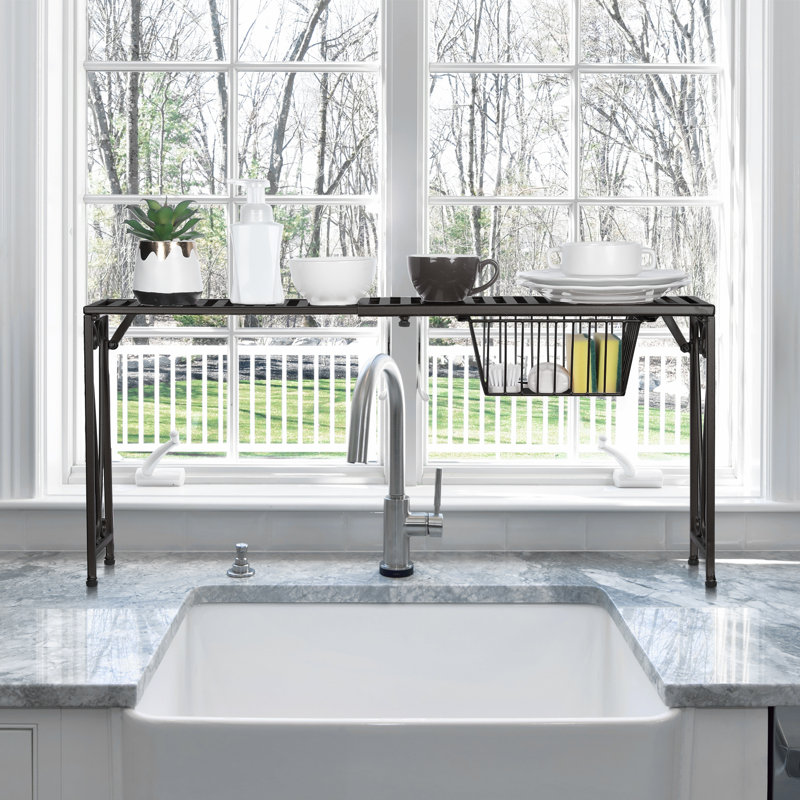 Adjustable Over the Sink Dish Rack, Black