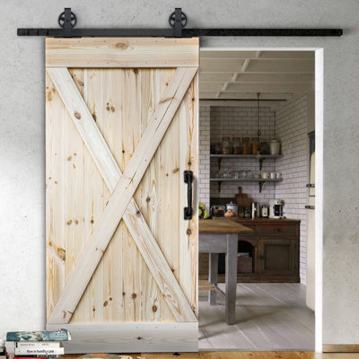 Gaskins Solid Pine Sliding Door Unfinished