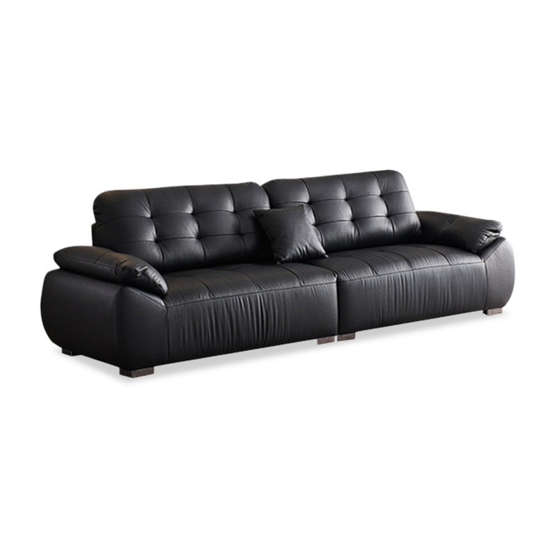 Canapé modulaire noir en similicuir, L 110,24 po