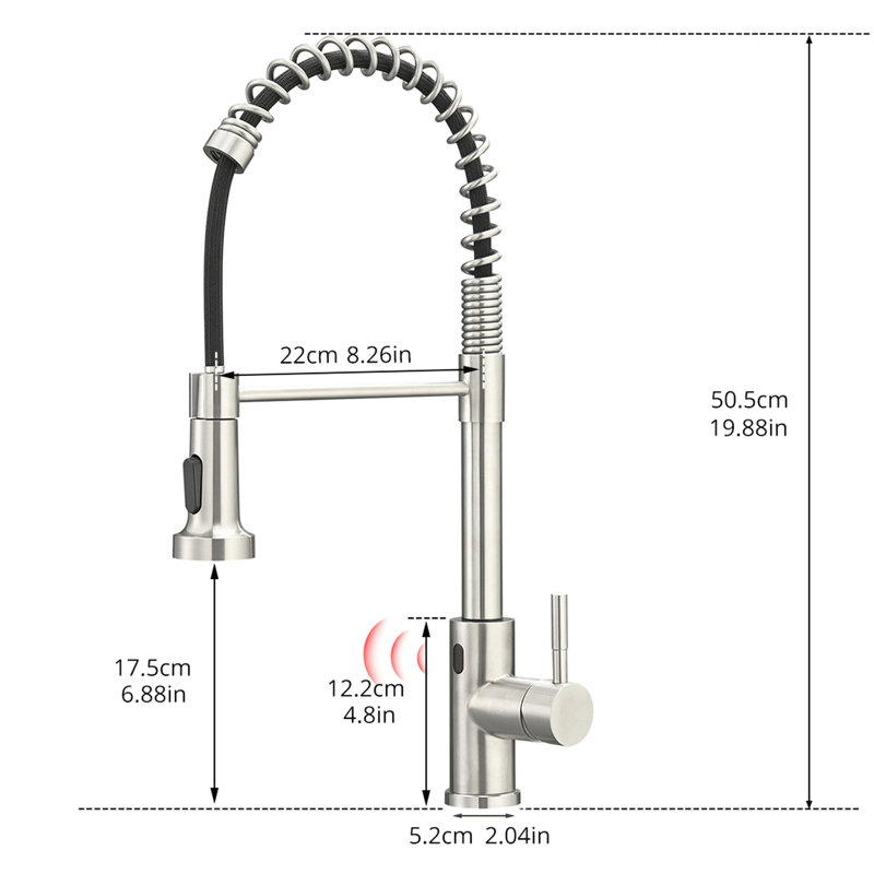 Hands Automatic Kitchen Tap, Brushed Nickel, Contemporary Captivation, Motion Sensor, Ceramic Filler, Brass Touchless Sink Faucet, Glamour, Single Handle,