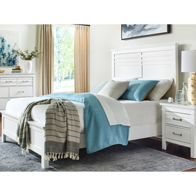 Grand lit transitionnel blanc - Mobilier de chambre à coucher à panneau en bois avec tête de lit en bois