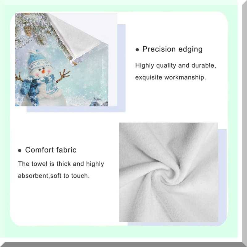FrostyFlake Winter Snowman Towel Trio - Soft, Durable, Multipurpose Bath & Hand Towels for Home, Hotel, Gym, Spa