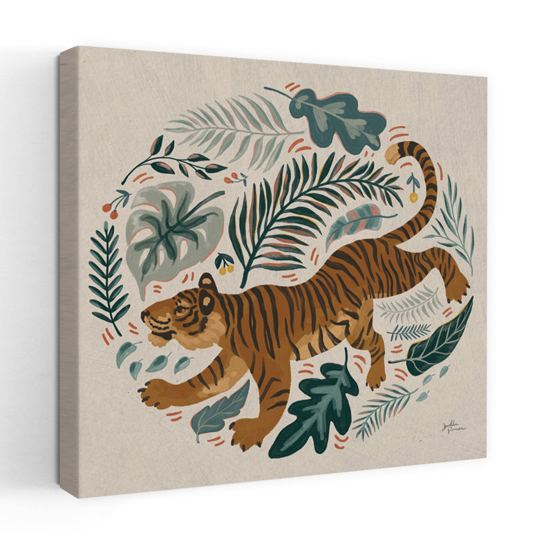 Grand chat, beauté, chat abstrait, palmier, tigre, art animalier, H 48 po x l 48 po