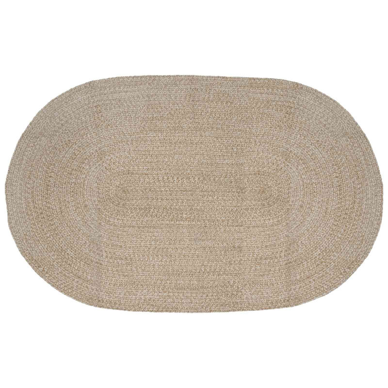 Hand Braided Area Rug, White/Natural, Oval 205cm x 305cm