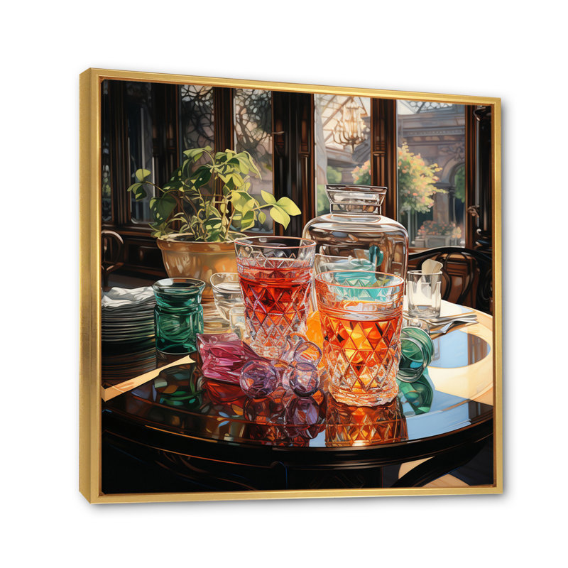 "Creative Beverage Assortement IV" sur toile, H 24 po x l 24 po x P 1 po, Cadre flottant doré