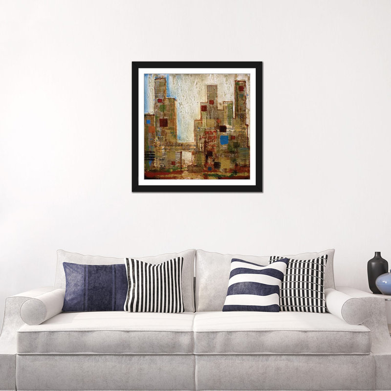 New York, reproduction d'art sur toile, H 24 po x l 24 po x P 1 po, Papier d'art encadré noir, Blanc