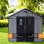 Spacious 8x6 Ft Resin Sheds with Storage, Steel Frame, Modern Backyard Shed-137365340