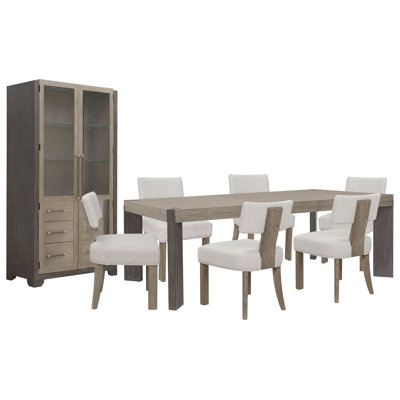 Table de salle à manger à pieds Inzillo avec 6 chaises Klismos et un vaisselier