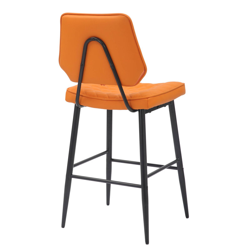 Garrick Real Leather Bar Stool, Orange