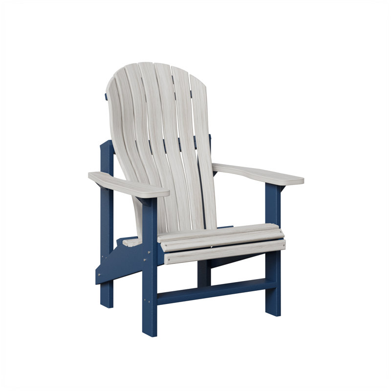Berlin Gardens Contour Upright Adirondack Chair, Seashell with Navy Blue