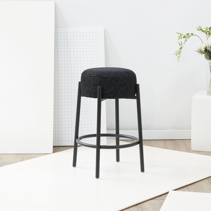 Tabouret Colombe, Tabouret de comptoir (siège d'une hauteur de 26,3, Lin - noir