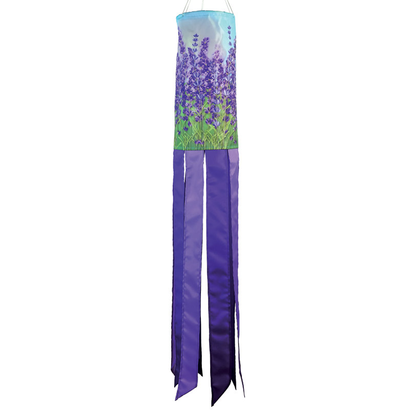 Lavender 40-Inch Polyester Garden Windsock with Embroidered Details