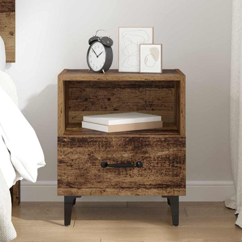 40cm W Manufactured Wood Bedside Table, Old Wood