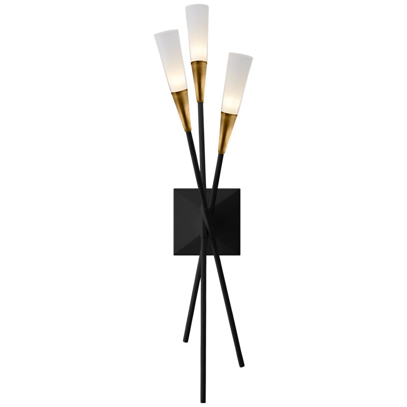 Chapman & Myers Stellar Triple Tail Sconce, Matte Black/Antique Brass