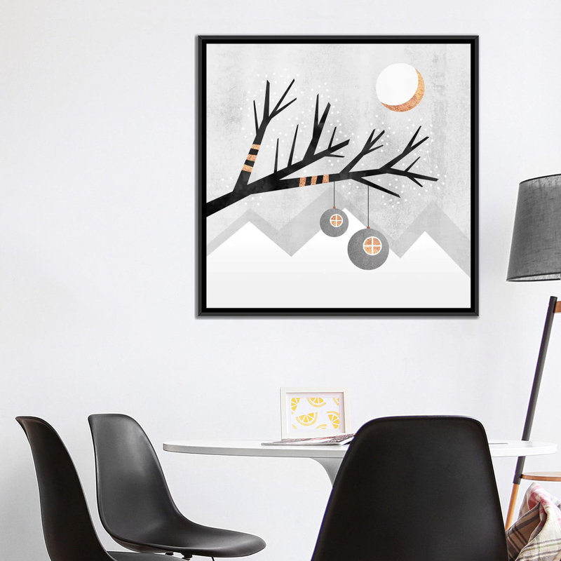« winter wonderland », impression sur toile, H 18 po x l 18 po x P 1,5 po, Toile avec cadre noir, Pas de tapis