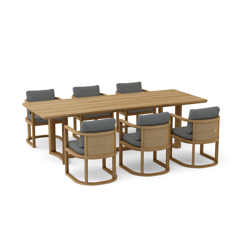 7-pc Junus Dining Table Set, Cast Charcoal