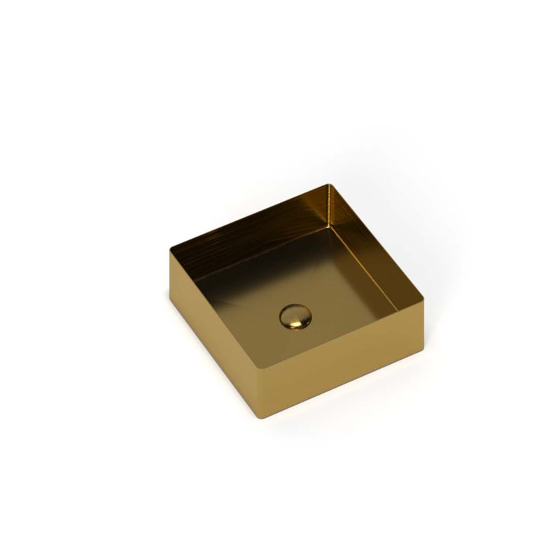 Lavabo de salle de bain vasque en acier inoxydable brossé 15,75 "x 15,75" Badeloft ES-WB-400-BG, Or brossé