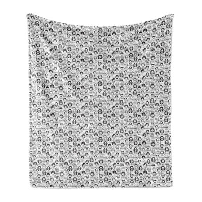 Ambesonne Thank You Fleece Throw Blanket Phrase in Every Language Black and White