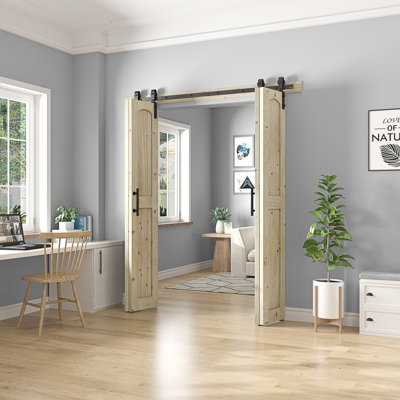 Plateau arqué assemblé de 84 po Porte de grange double pliante Knotty