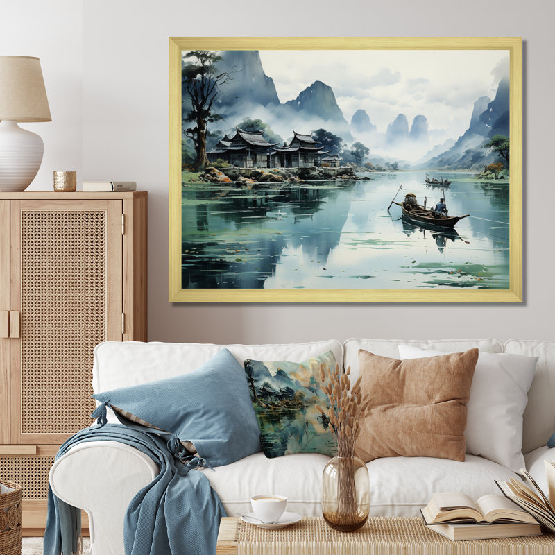 «Vietnam Misty Mountains II», reproduction sur toile, H 30 po x l 40 po x P 1,5 po, Cadre photo doré simple
